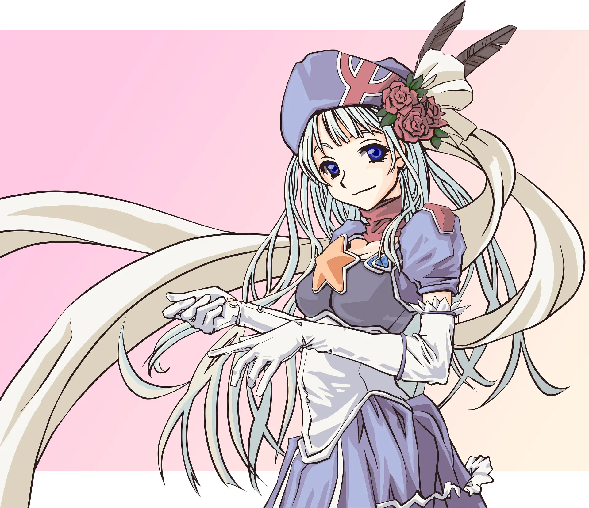 Anime illustration — silver-haired character in fantasy costume