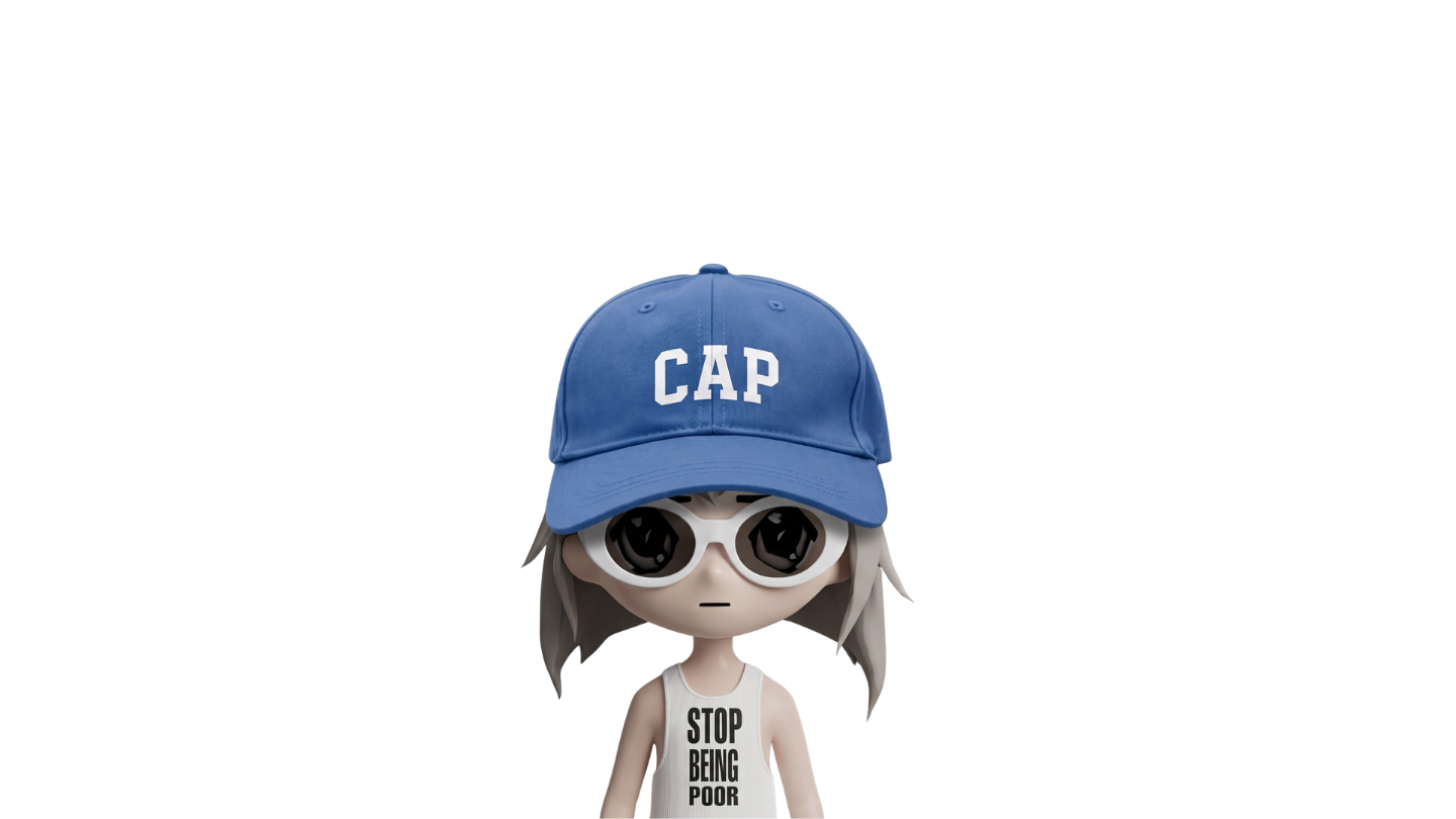 3D anime character wearing CAP hat