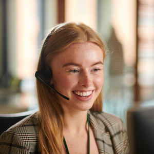 Customer service professional with headset