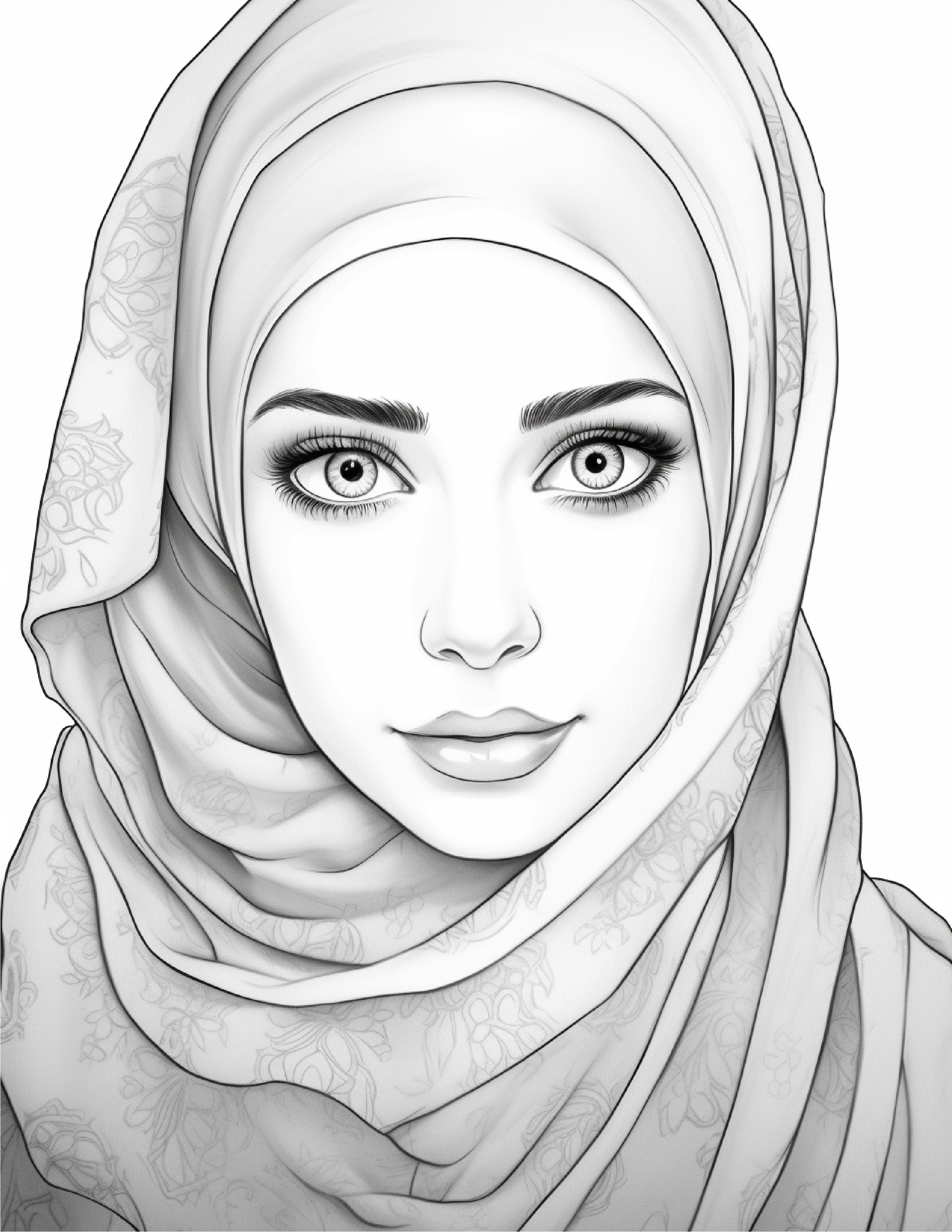 Retrato realista de mulher para colorir