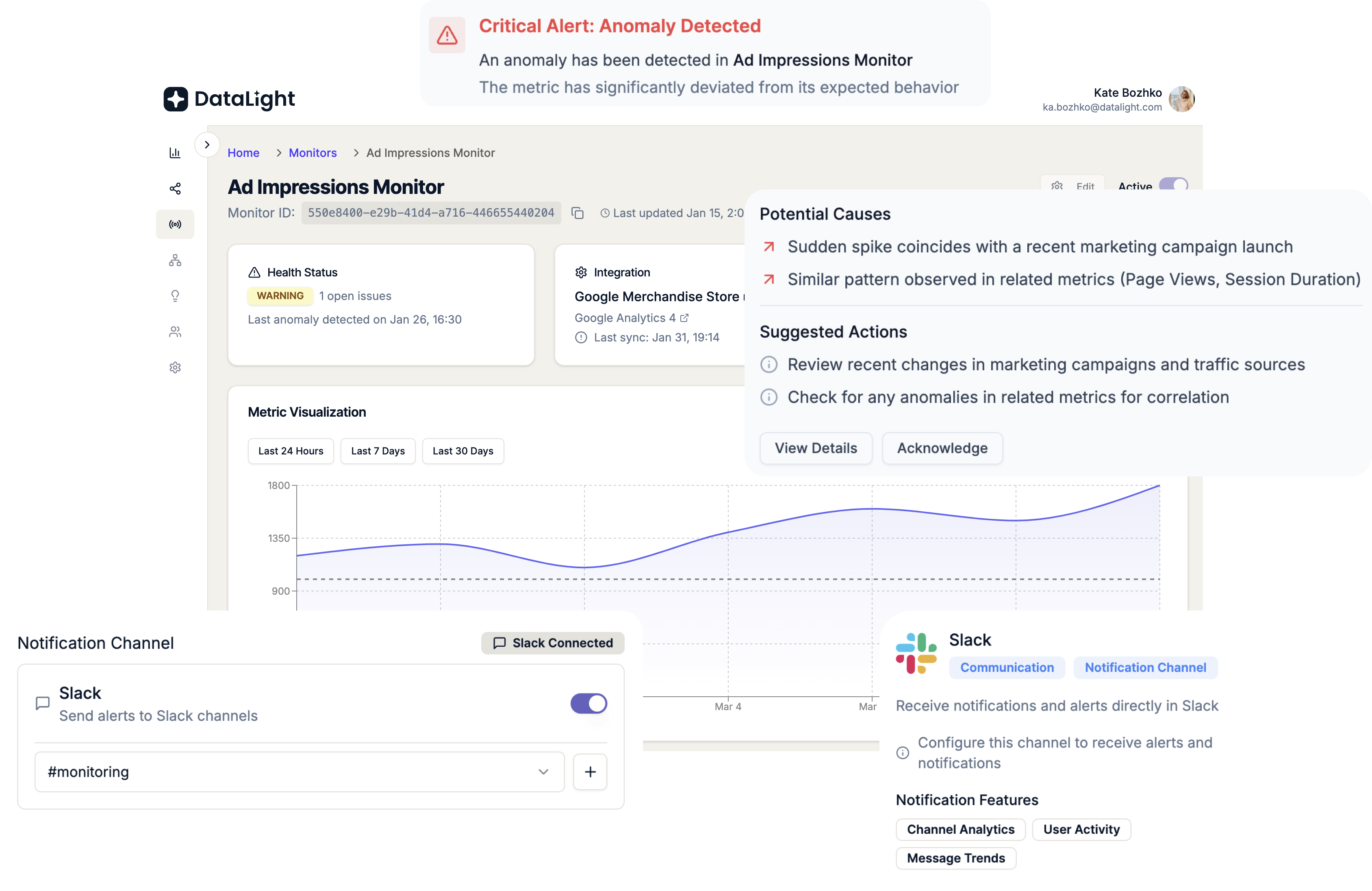 DataLight Notify Affected Teams Interface