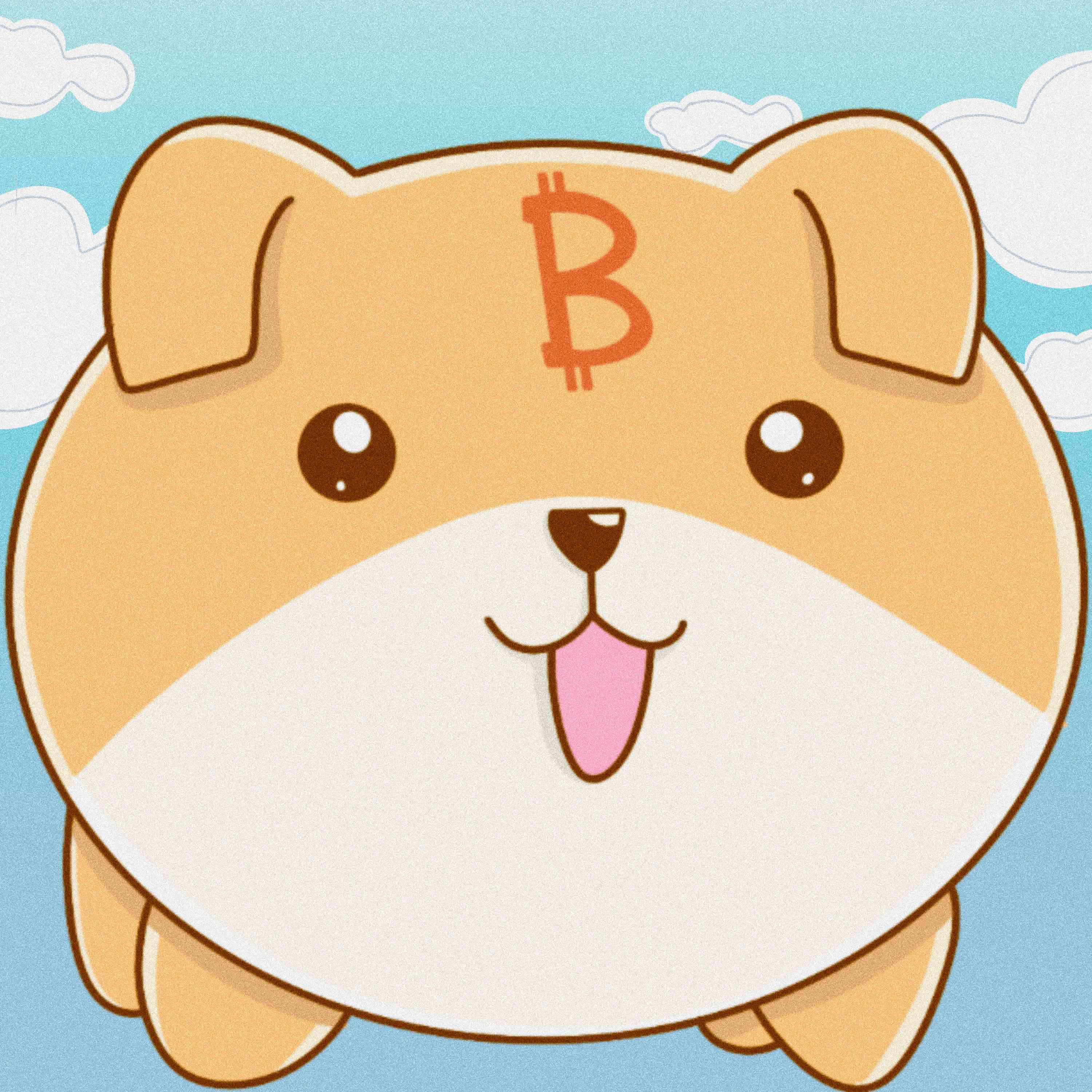 Bit Dog, a round corgi hero with a bitcoin mark on his forehead, standing proud