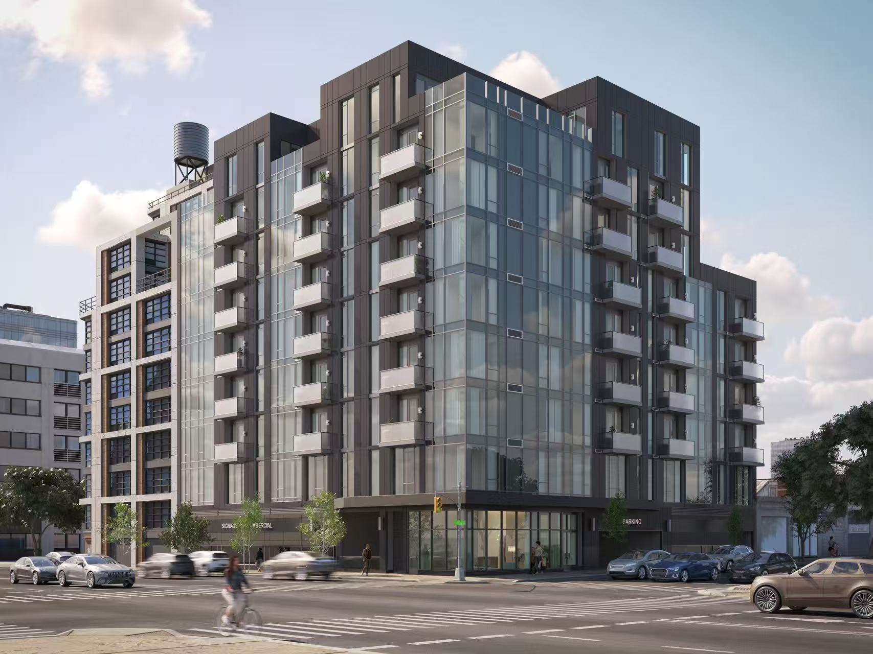 Urban21 building rendering on a Long Island City street