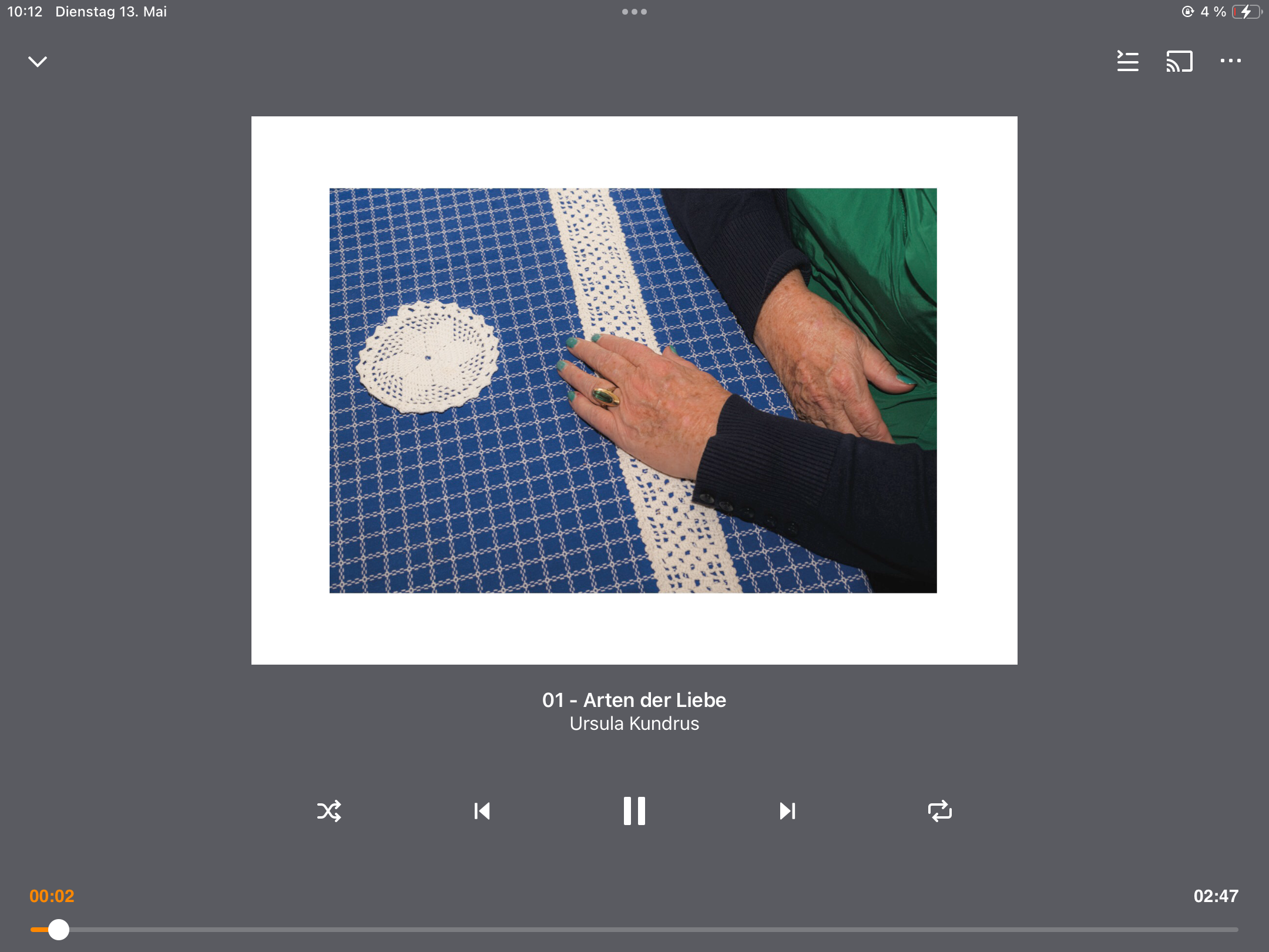 Audioplayer-Screenshot: 01 – Arten der Liebe, Ursula Kundrus