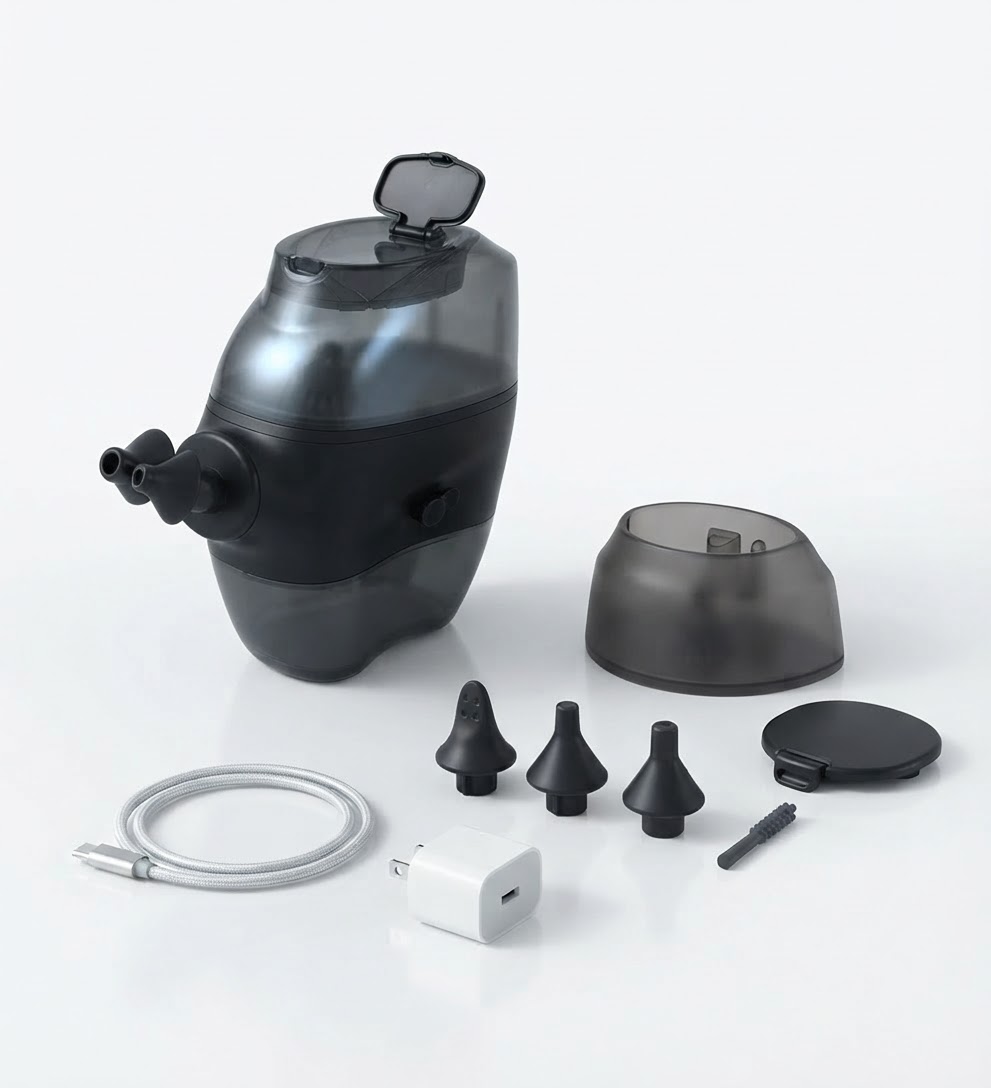 AquaFlow Pro preto com acessórios