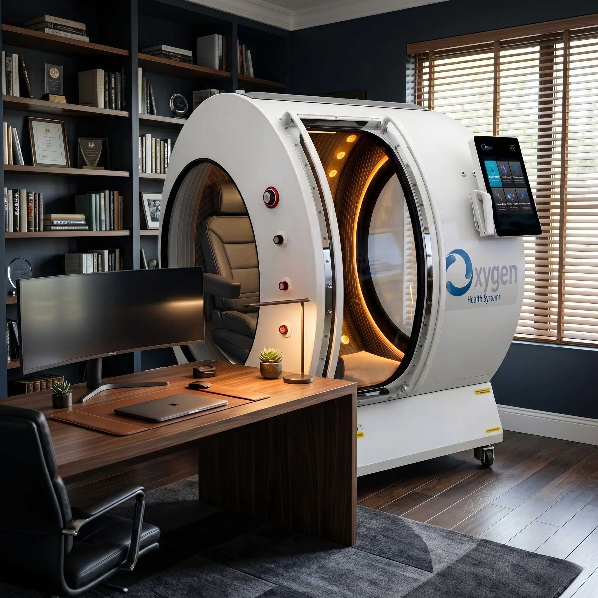 VitalSphere in Home Office — home hyperbaric oxygen chamber installed in a home office