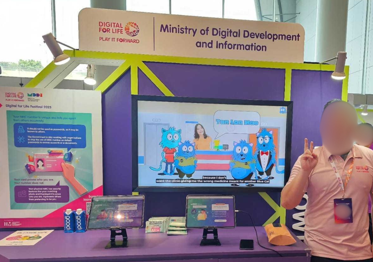 Our video being shown at the Ministry of Digital Development and Information's Digital for Life Festival booth