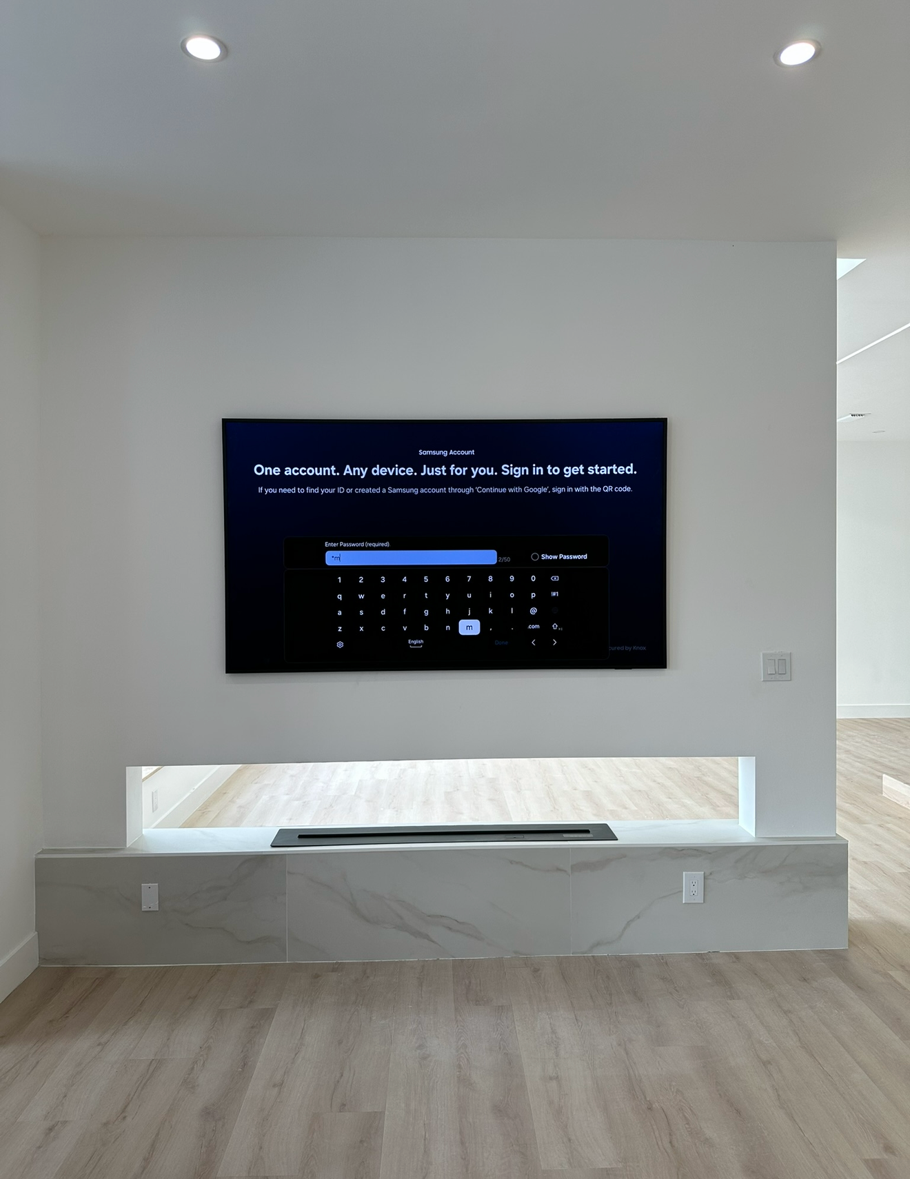 TV with LED lighting entertainment center