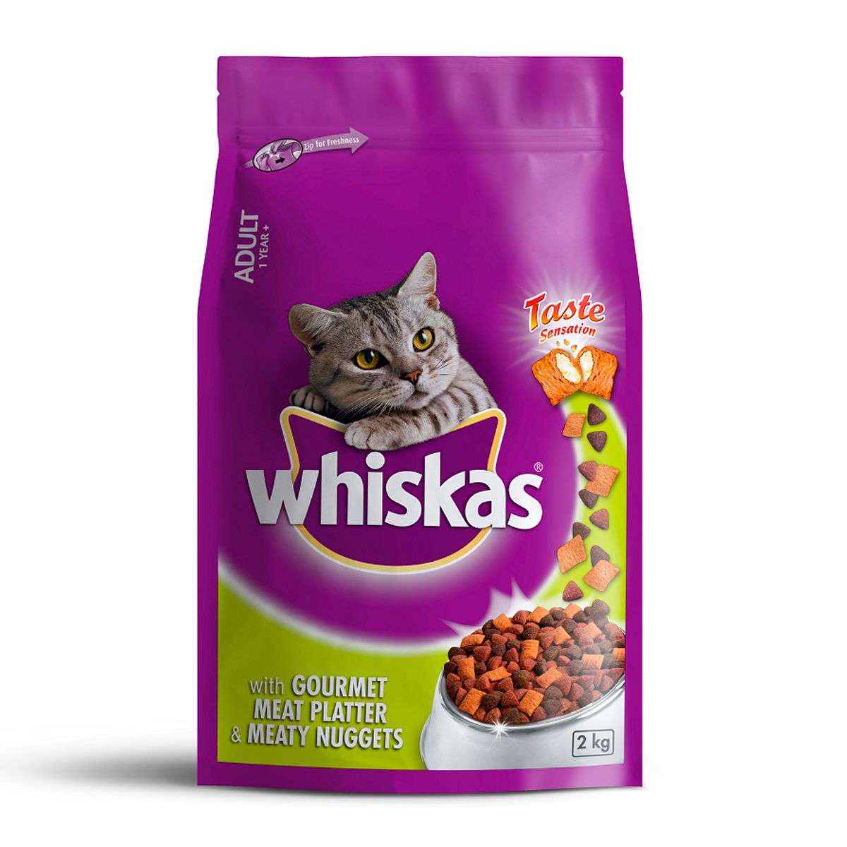 Whiskas Cat Food Meaty Nugget Beef Lamb Rabbit 2kg