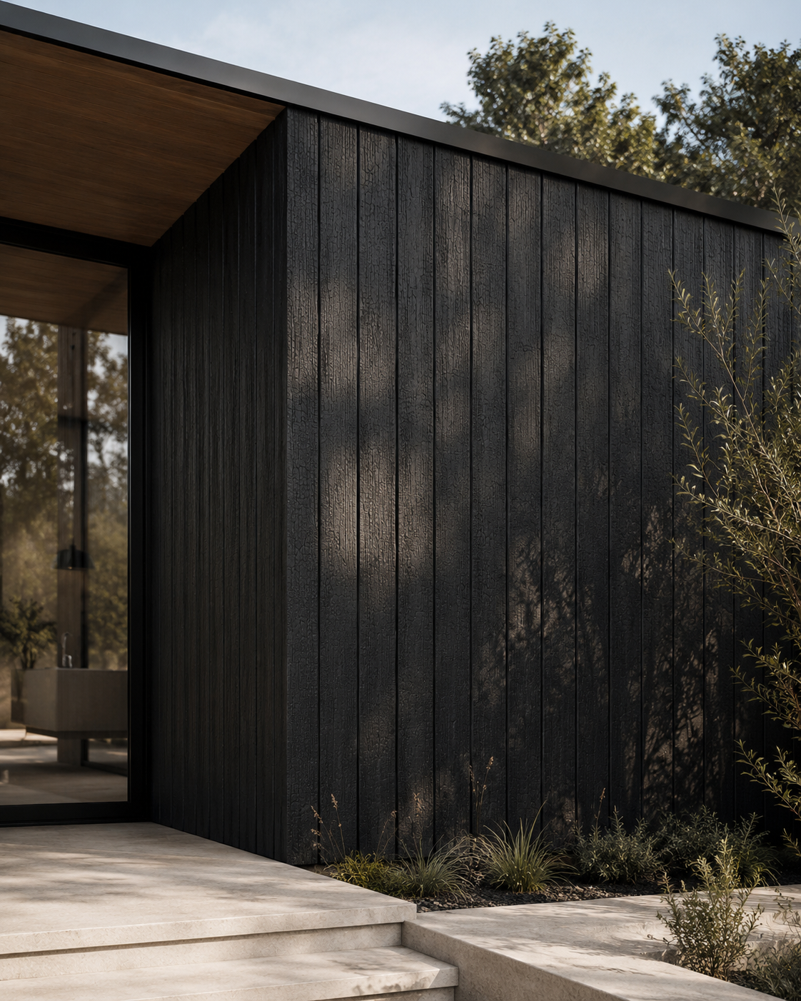 Shou Sugi Ban charred timber cladding on modern architecture