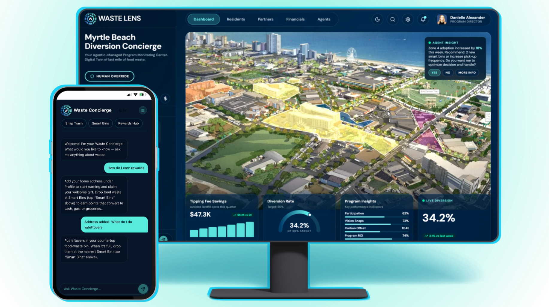 Waste Lens Municipal Diversion Concierge on desktop and Waste Concierge on mobile