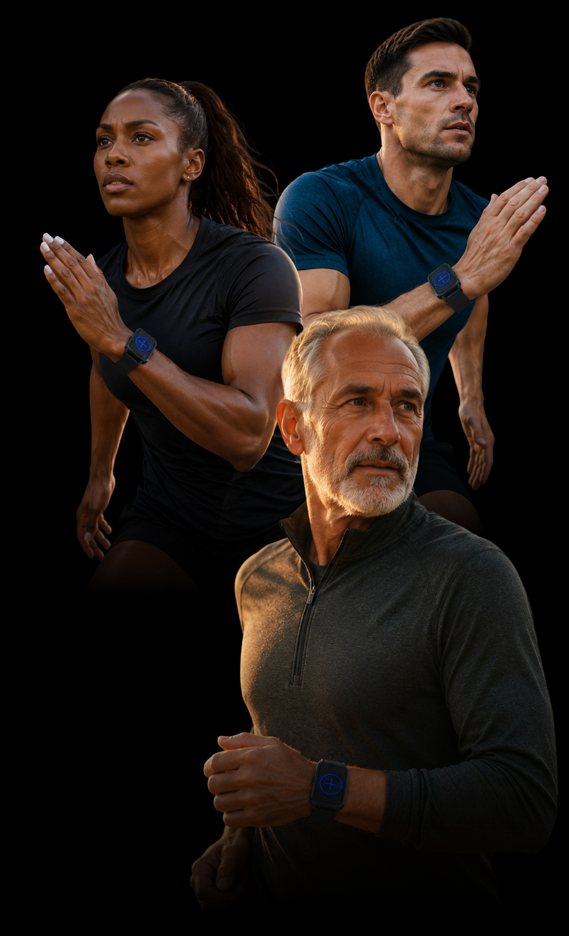Multi-generational users wearing BAND-MD watch