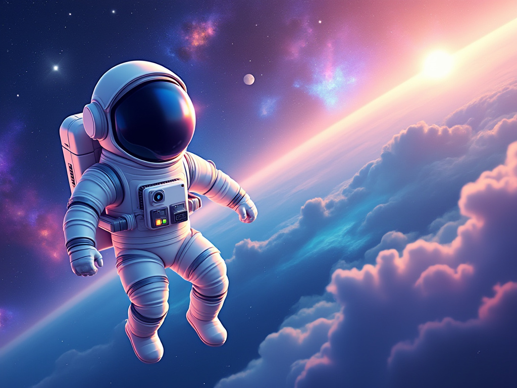 Space background with astronaut