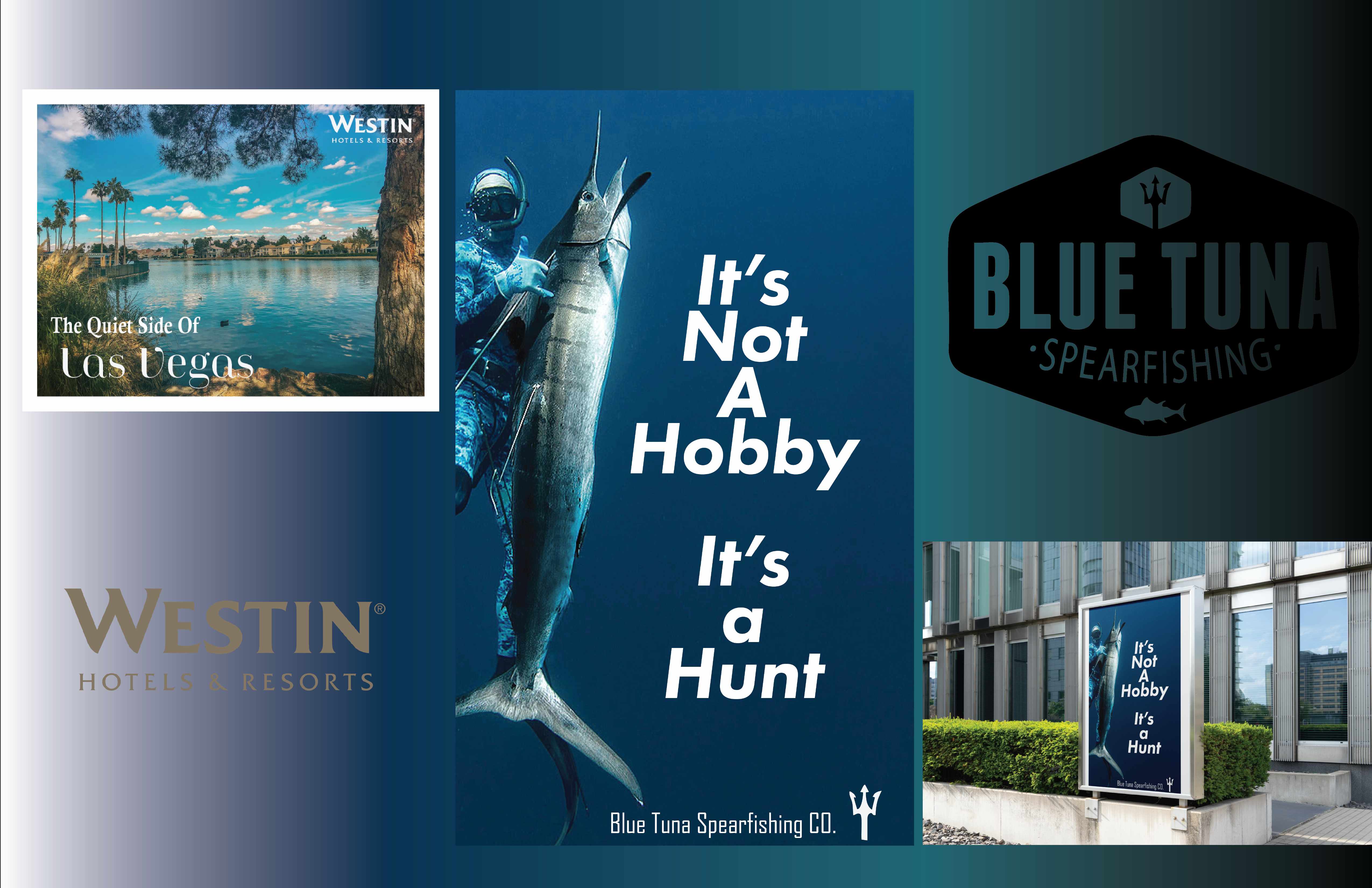 Westin and Blue Tuna Spearfishing combined campaign presentation board