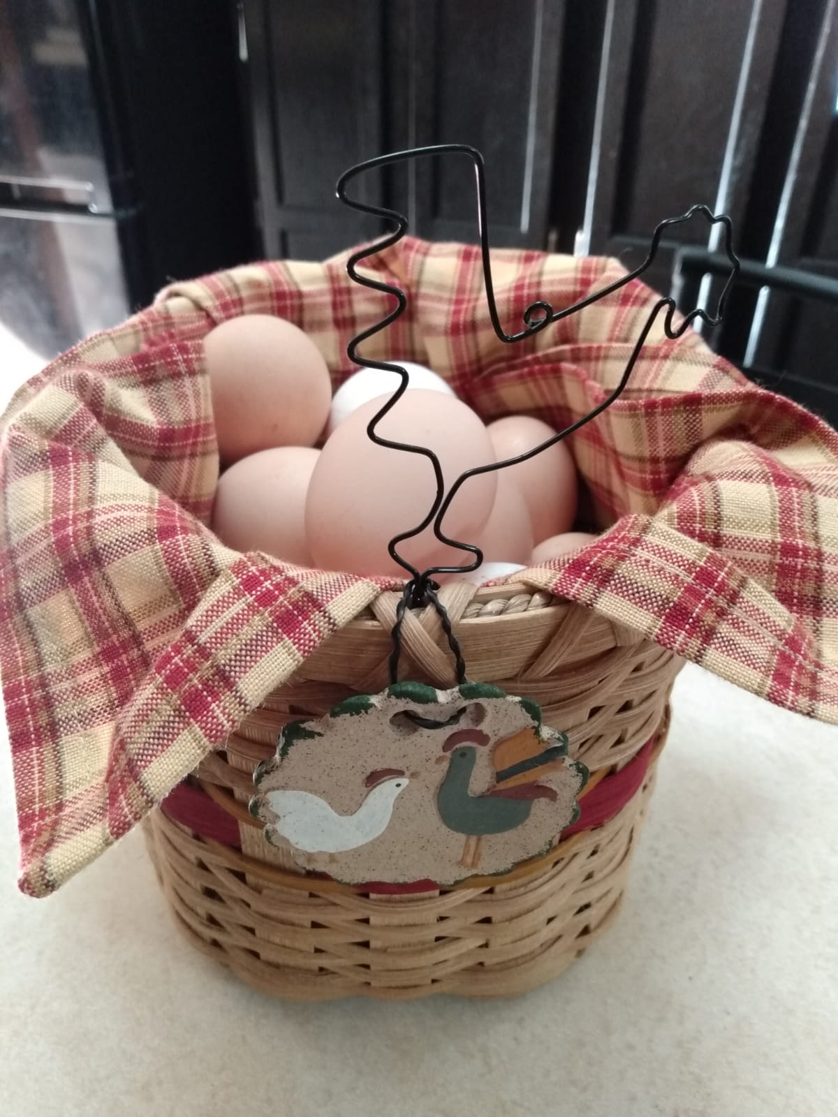 Fresh eggs in basket