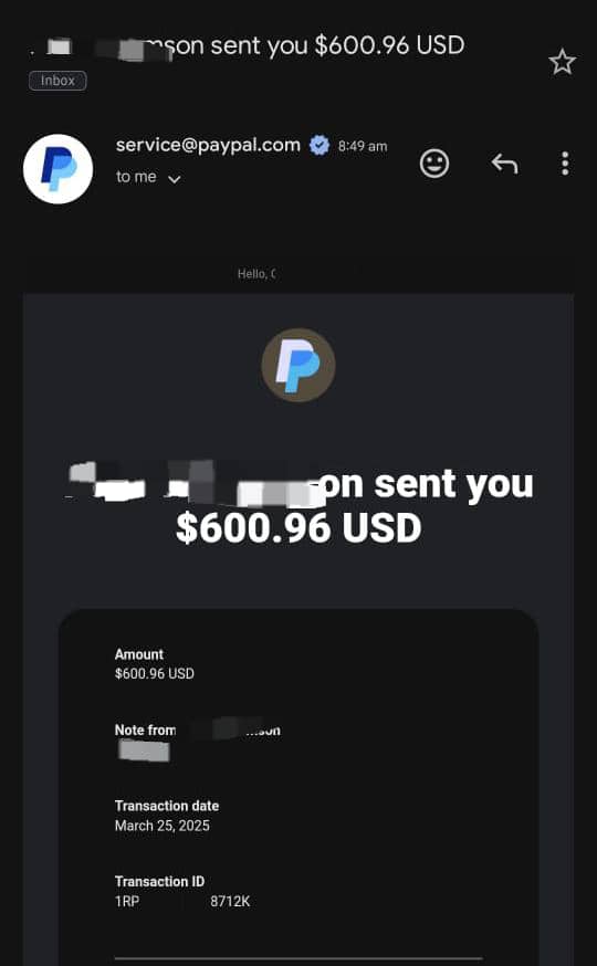 PayPal Receipt