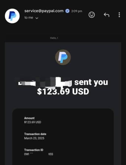 PayPal Transaction Receipt