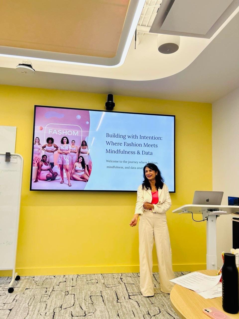 Speaker presenting on mindfulness and data