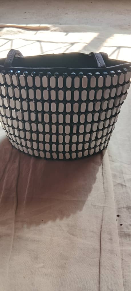 Black & White Checkered Basket