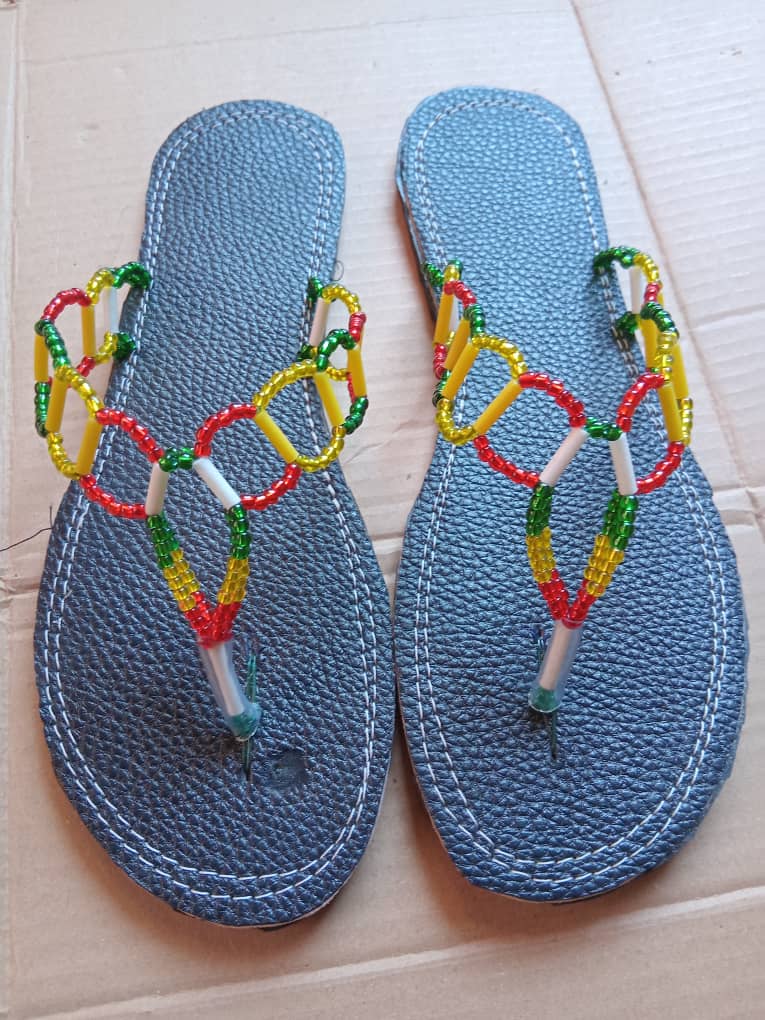 Rainbow Beaded Sandals