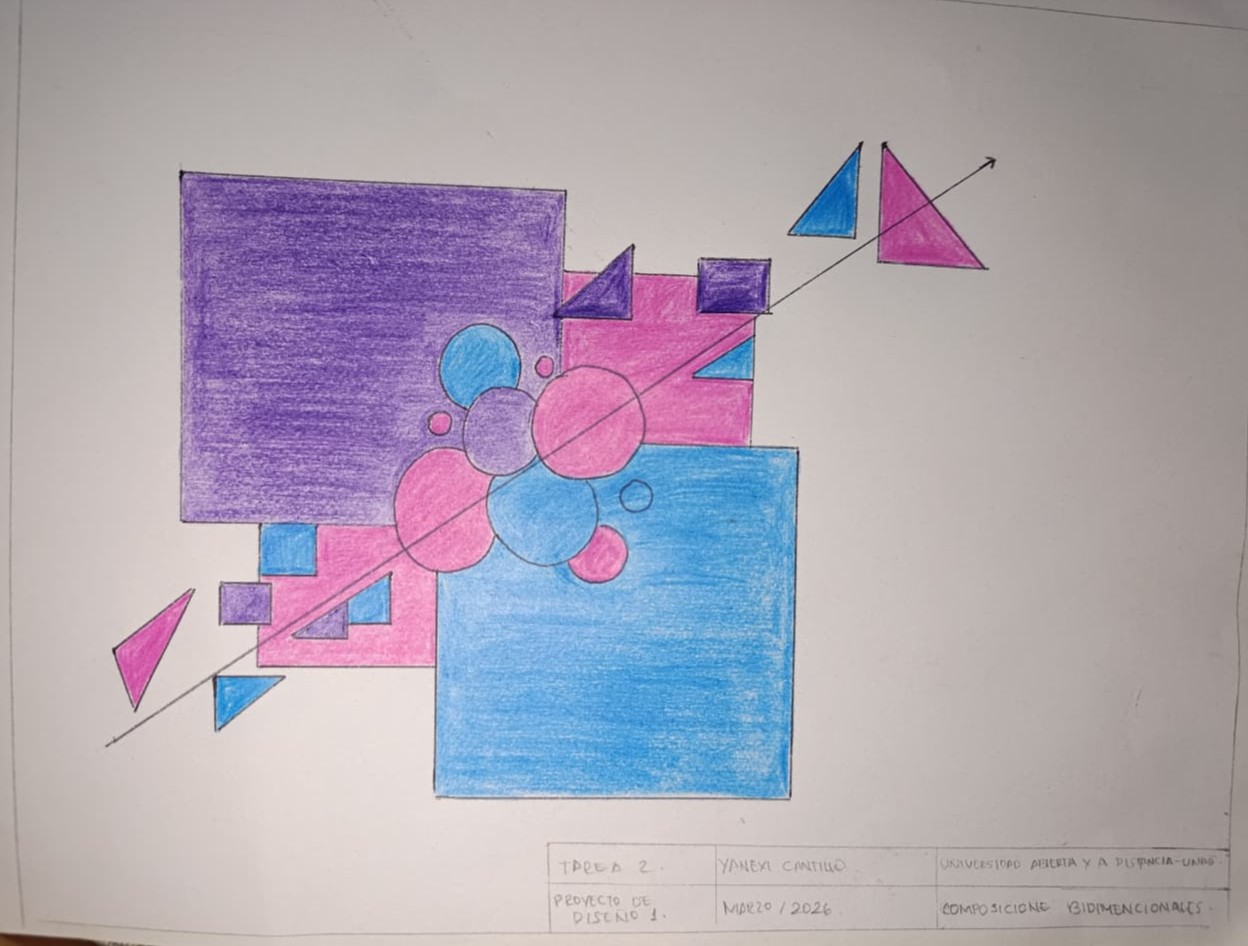 Fundamentos Bidimensionales - Composicion abstracta con cuadrados y circulos en tonos frios