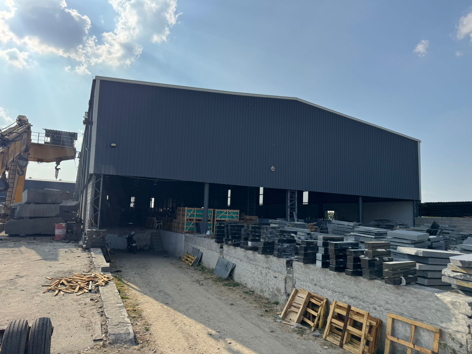 Modern factory warehouse exterior
