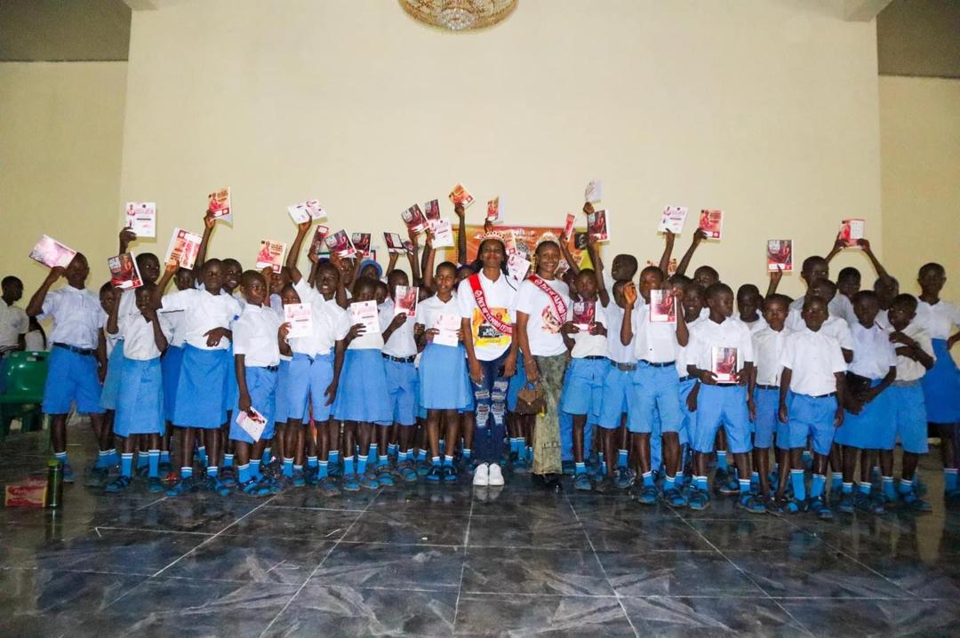 Students celebrating with donations