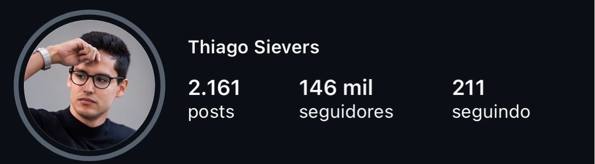 Perfil do Instagram de Thiago Sievers com 146 mil seguidores