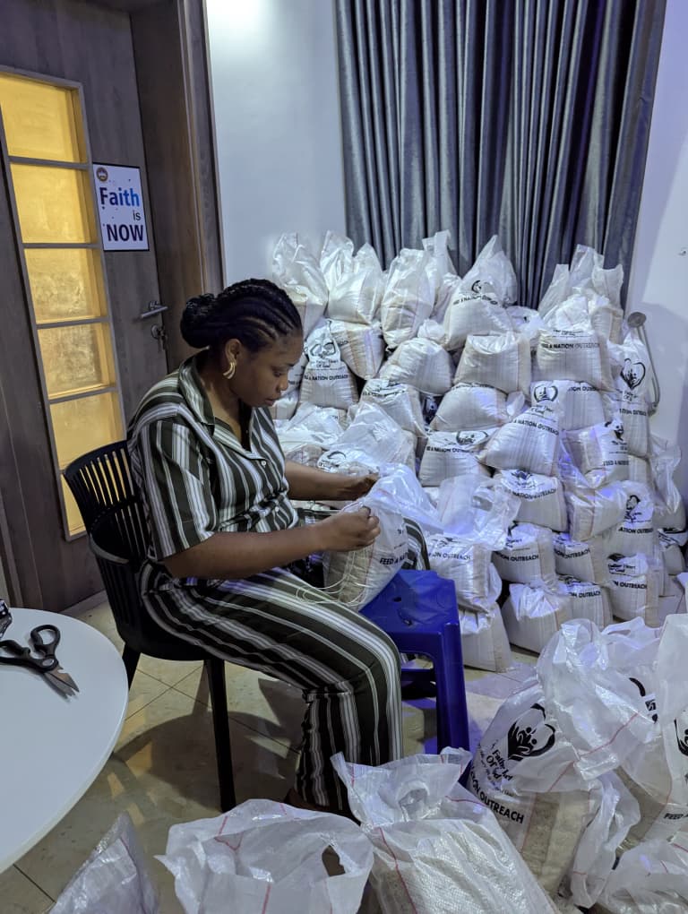 Team members with distribution items