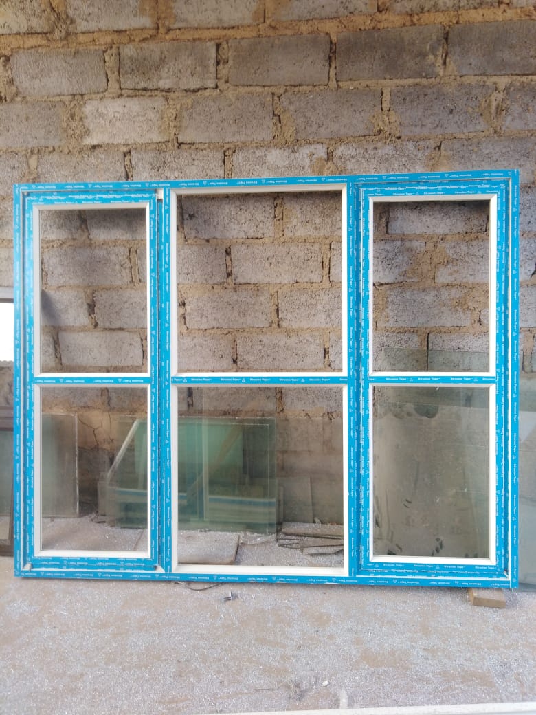 White aluminium window frames
