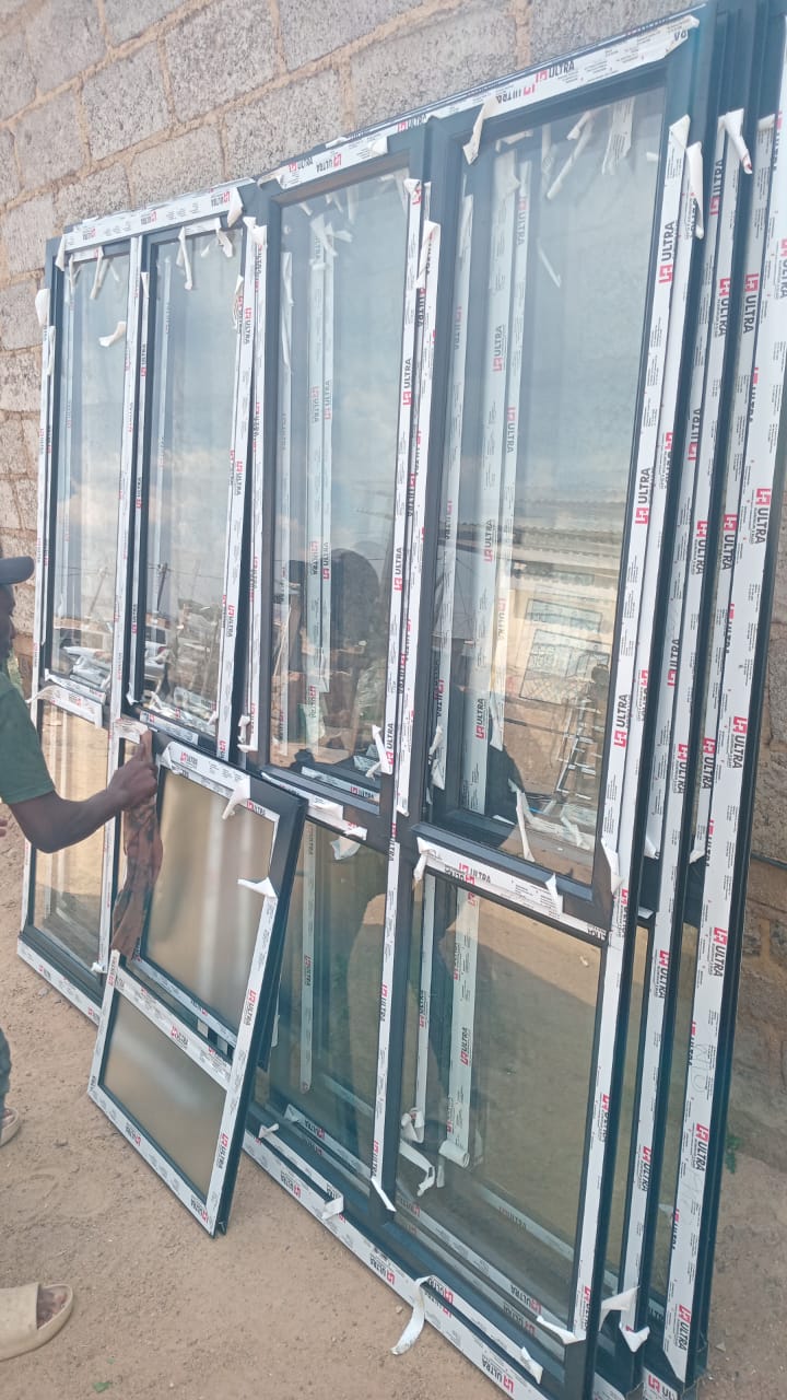 Multiple window frames ready for installation