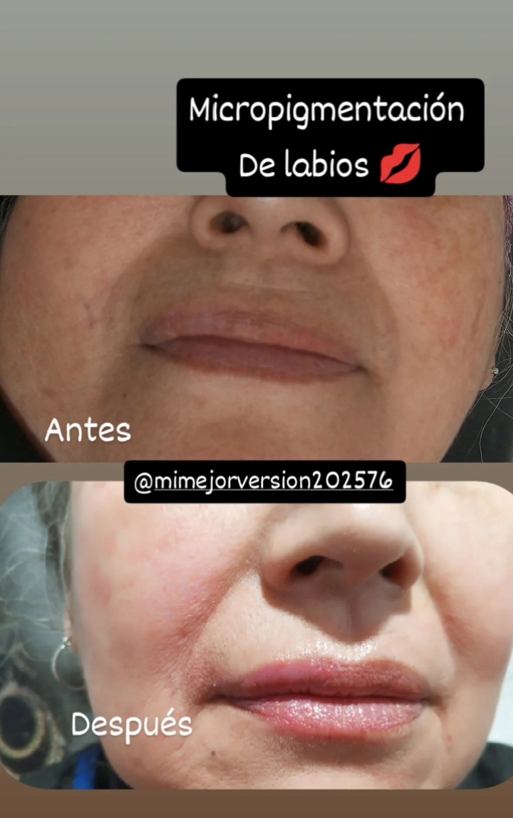 Micropigmentación de labios - antes y después