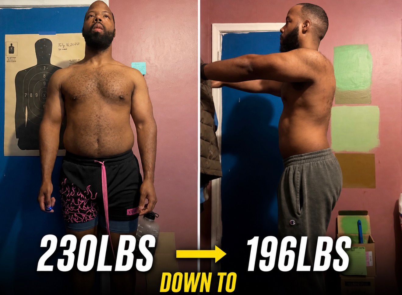 230 to 196 lbs