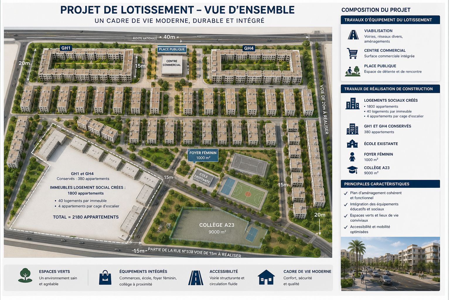 Plan d'ensemble du projet de lotissement - cadre de vie moderne et durable