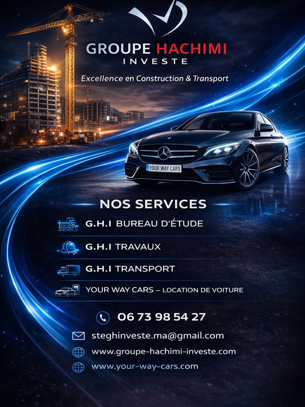 Nos services - Bureau d'étude, travaux, transport et location de voiture