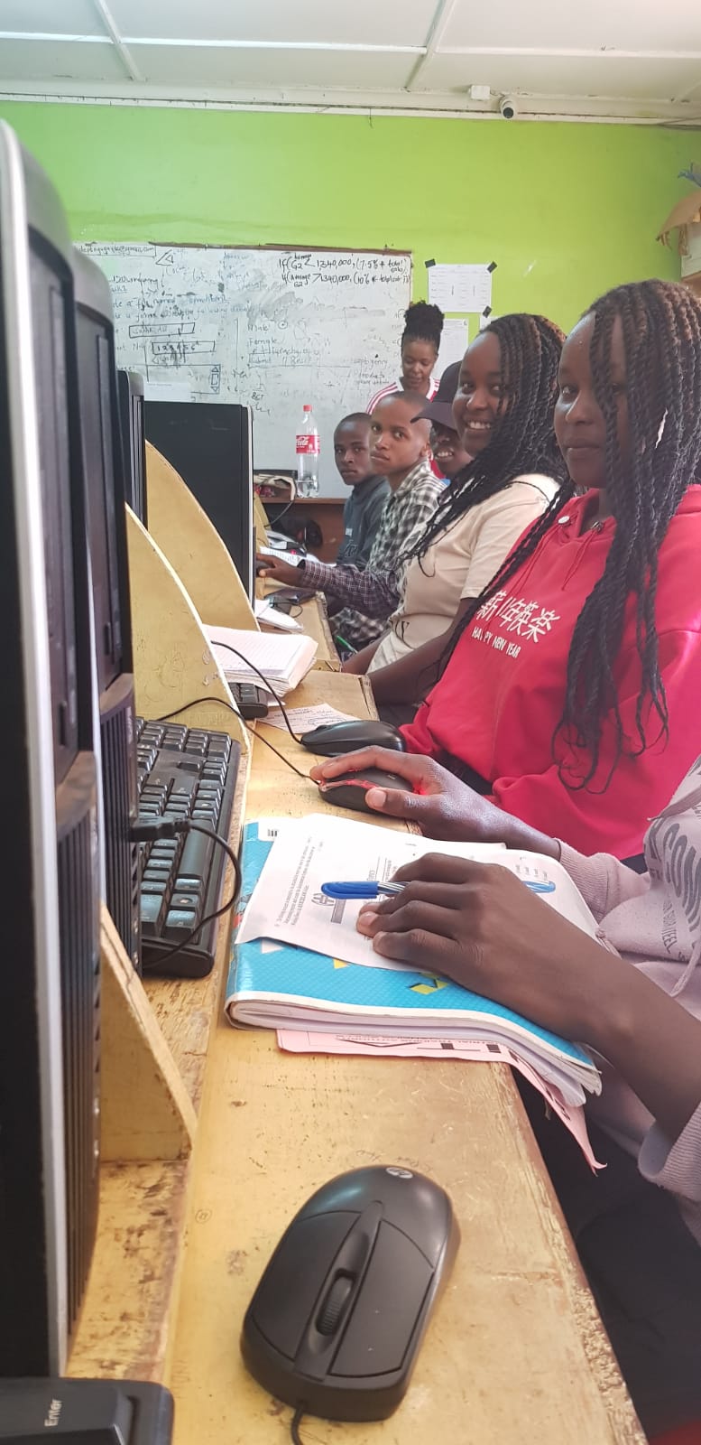 ICT students at computers close-up