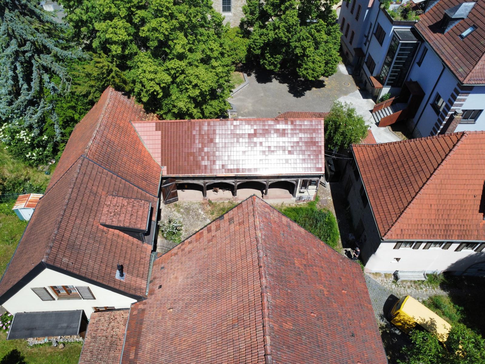 Drohnenaufnahme Solarziegel Altstadt
