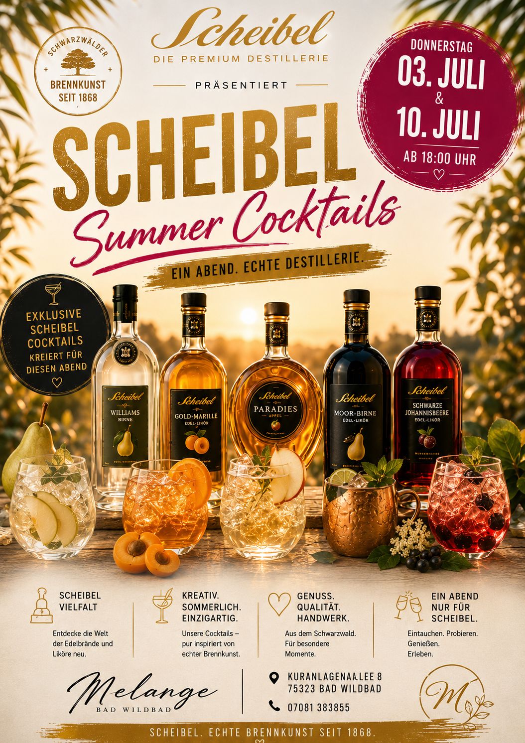 Scheibel Summer Cocktails im Restaurant Melange Bad Wildbad