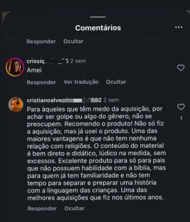 Comentario recomendando o produto - conteudo direto e didatico