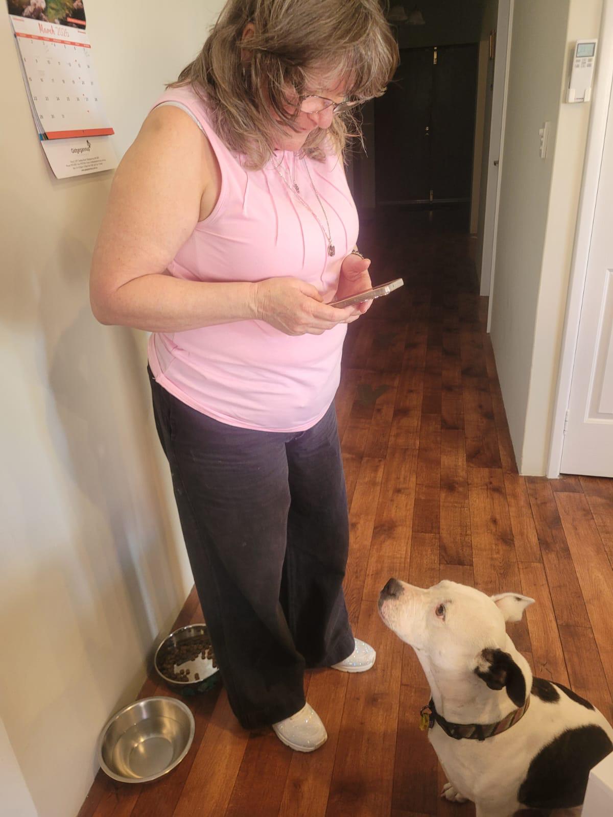Participant with dog at home
