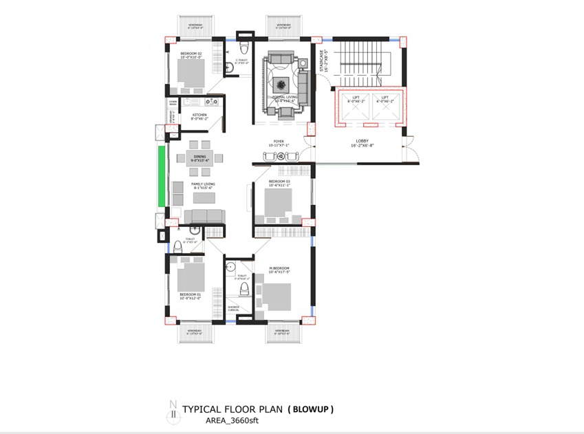 Typical floor plan with blowup