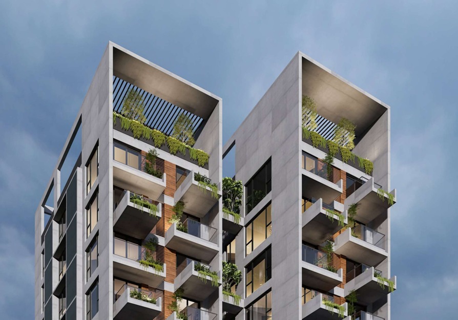 Twin towers with biophilic design