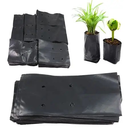 Black Plastic Planting Pockets - Stacked and in Use