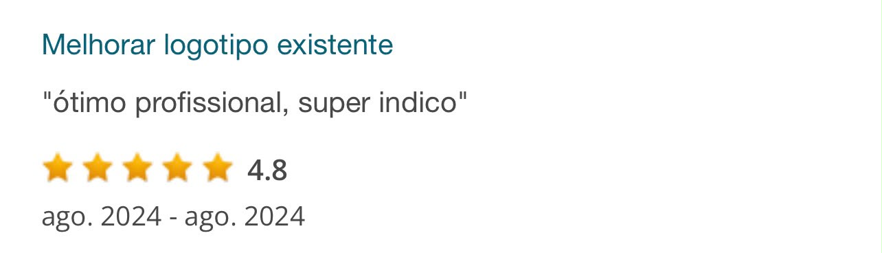 Depoimento — Melhorar logotipo existente: ótimo profissional, super indico. 4.8 estrelas