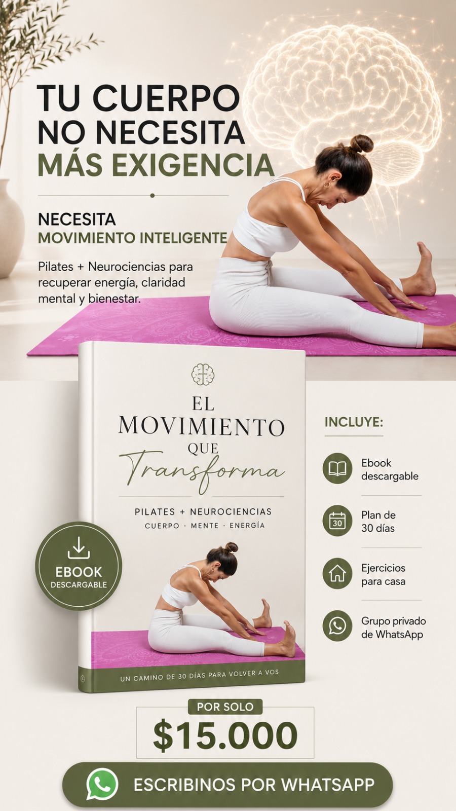 Ebook El Movimiento que Transforma: Pilates + Neurociencias, un camino de 30 días para volver a vos