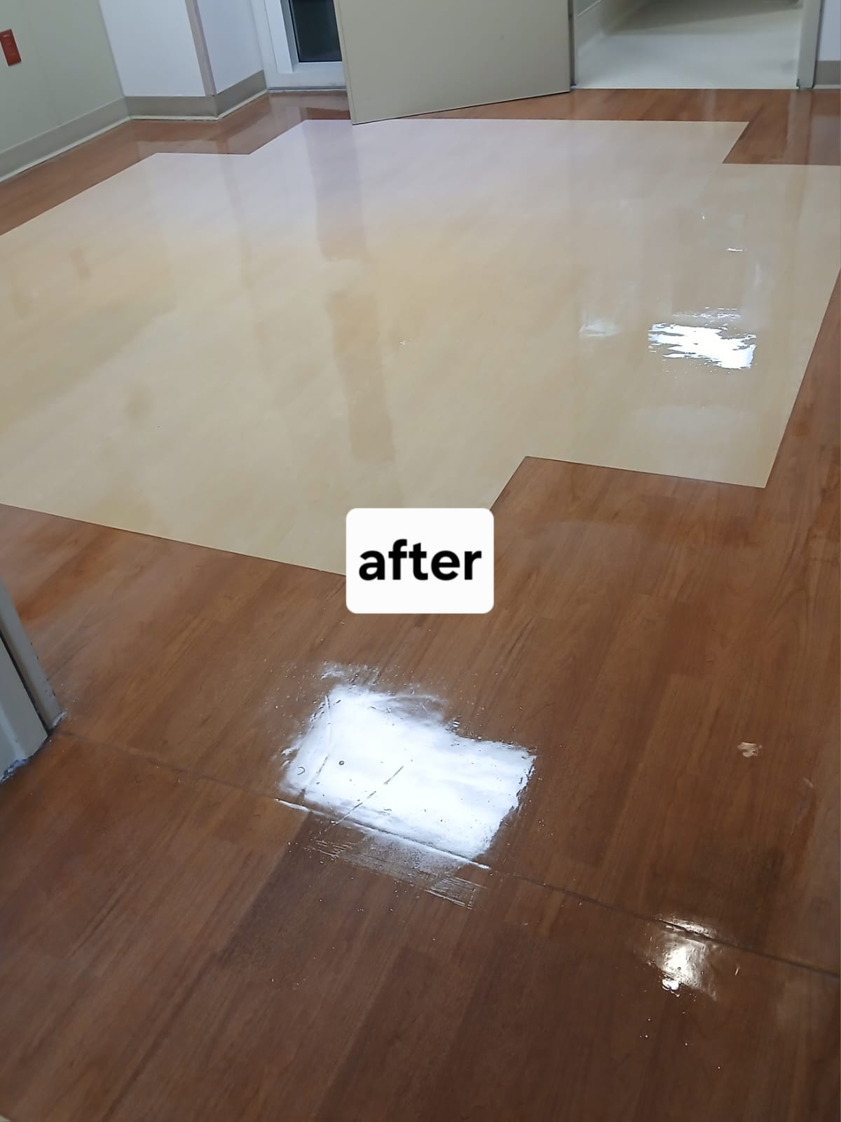 Institutional floor after strip and wax — gleaming
