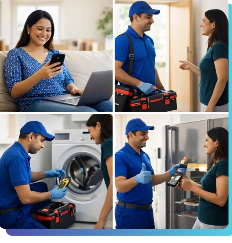 Professional customer service and technician providing appliance repair with same-day service