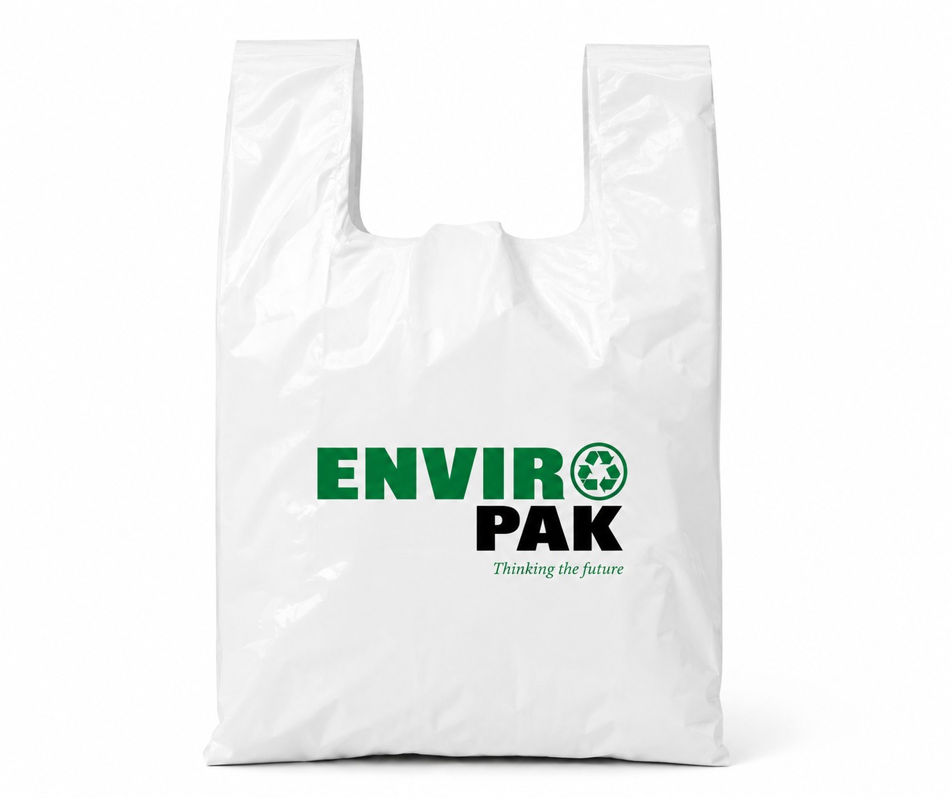 Custom printed white carrier bag with Enviro-Pak branding