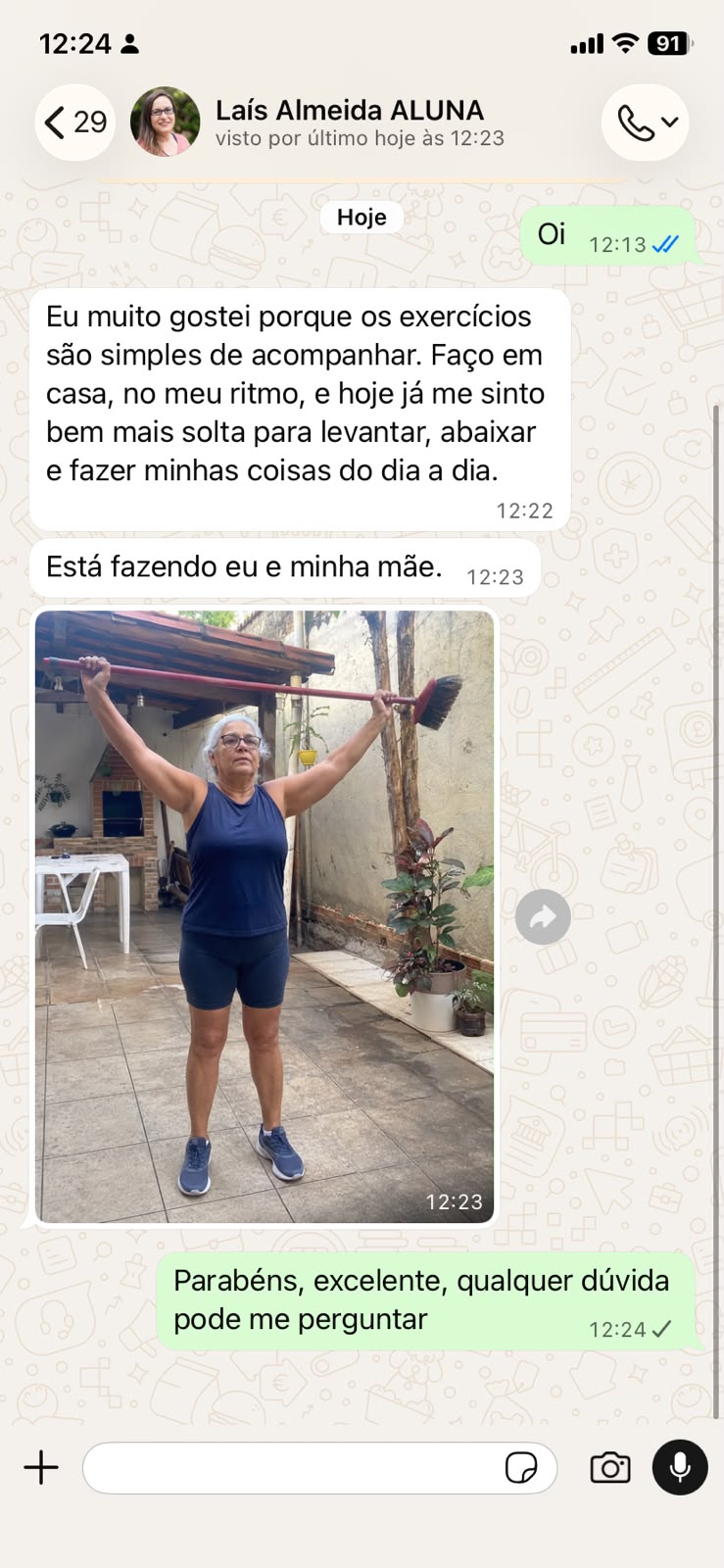 Depoimento de Laís Almeida pelo WhatsApp
