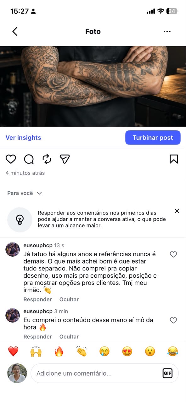 Comentários no Instagram sobre o acervo